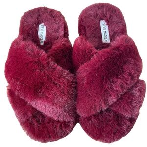 Steve Madden Maroon Fur Slippers